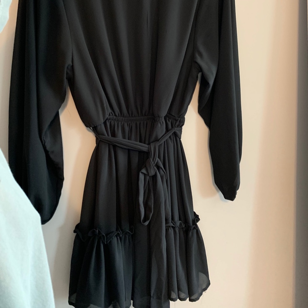 Black long sleeve ruffle dress